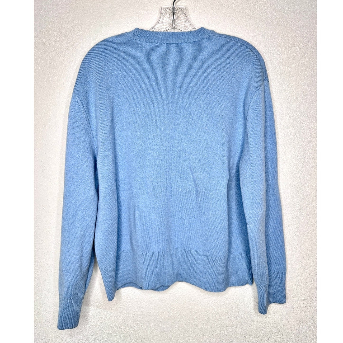 Lanvin Girls Pearl Logo Cashmere Sweater Baby Blue Size 12