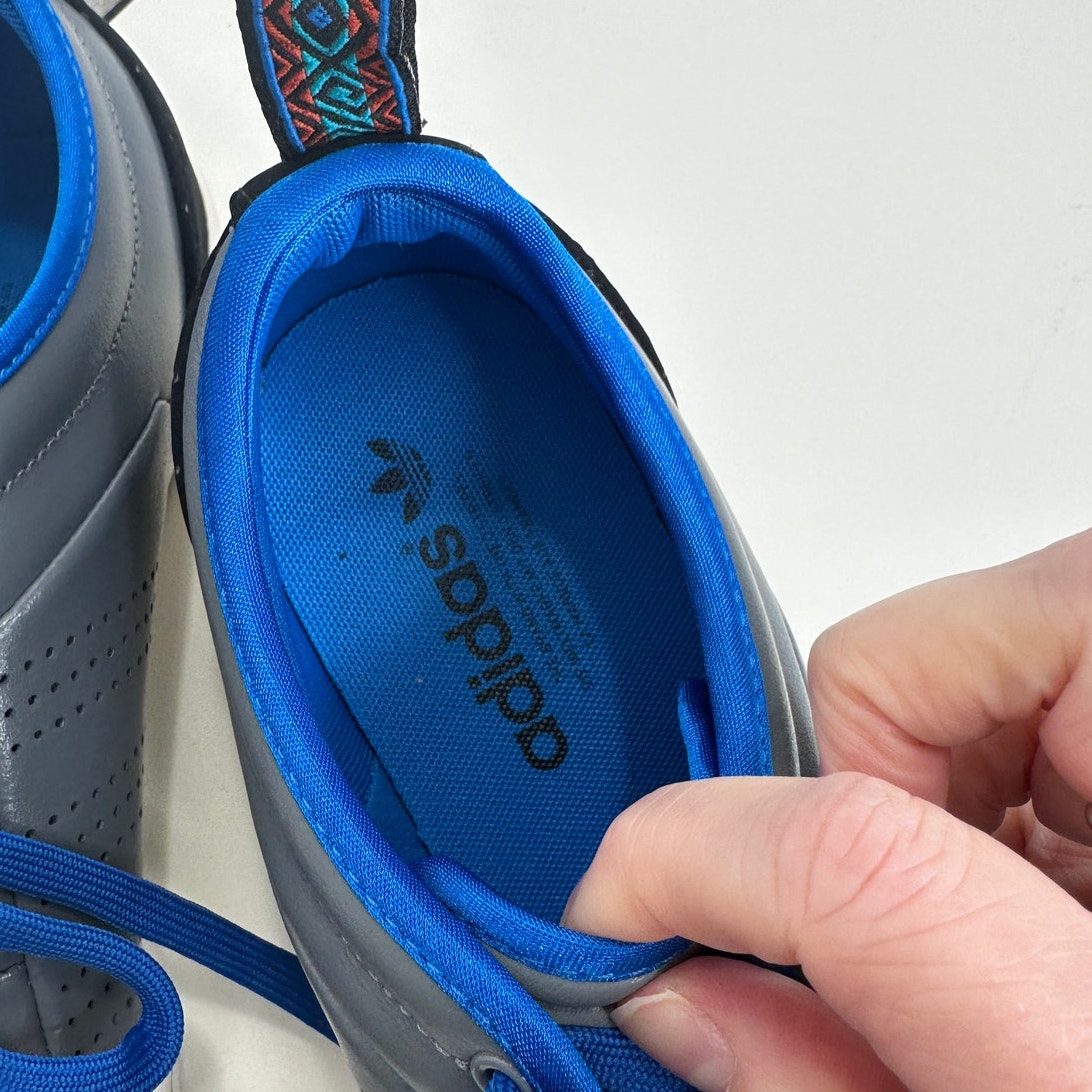 Adidas RD1 Low Top Gray & Blue Leather Laceup Sneakers Shoes 10