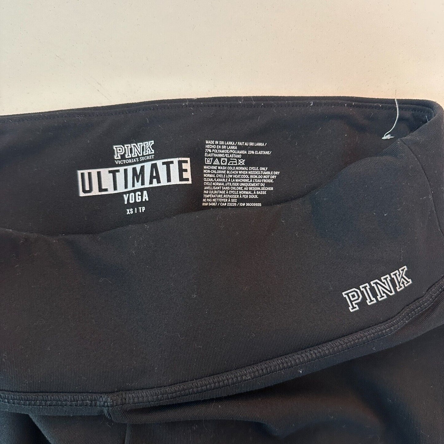 Pink Victoria Secret Jet Black Ultimate Legging Wide Band Tight Yoga Pant XS