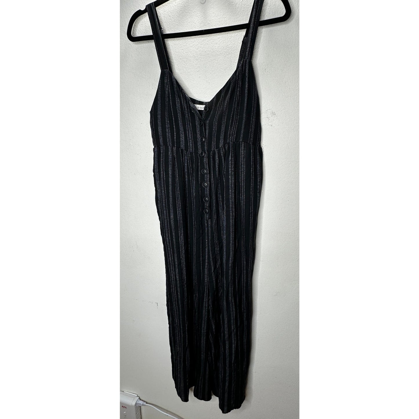 Dreamers Black & White Pinstripe Wide Leg Crop Romper Jumpsuit S