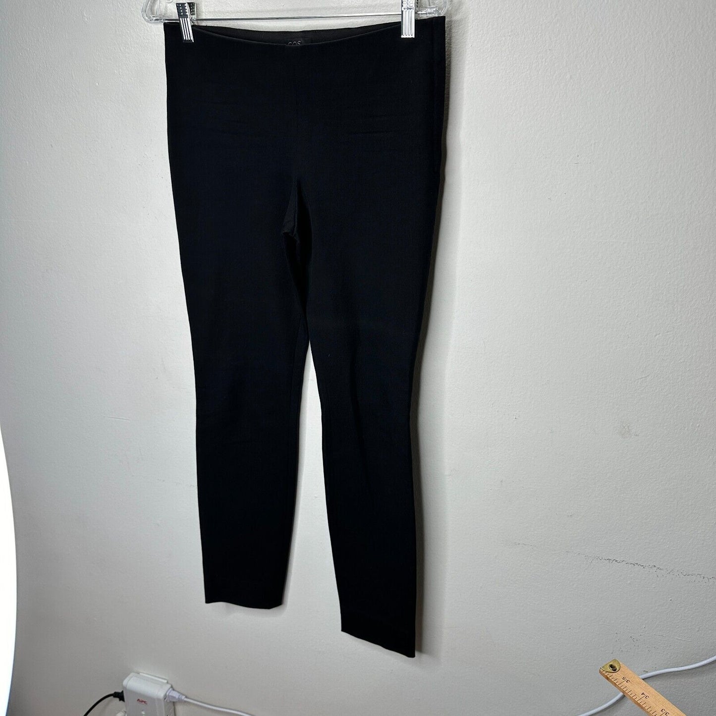 COS Black Stretch Side Zip Flat Front Slim Fit Leggings Trousers Pants 38