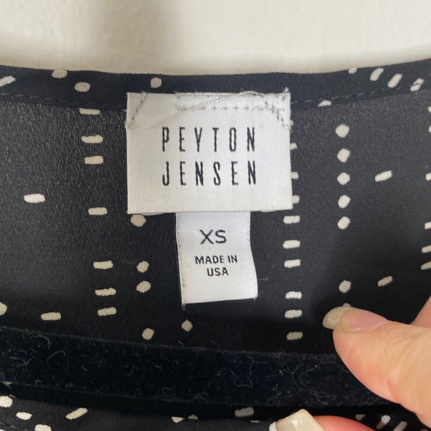 Peyton Jensen Black White Striped Long Sleeve Round Neck Blouse XS