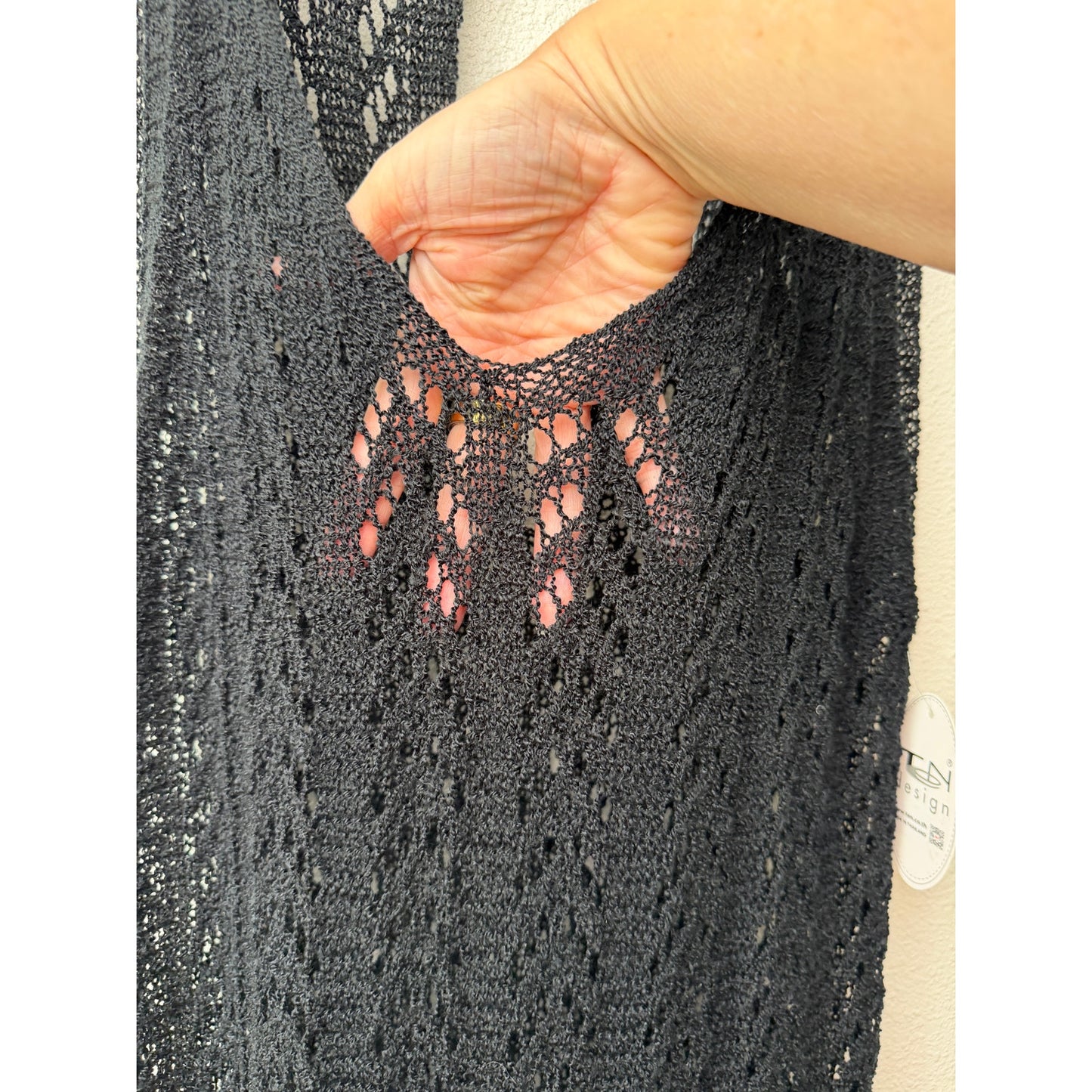 NWT Ten Design Black Womens S/M Crochet Maxi Dress
