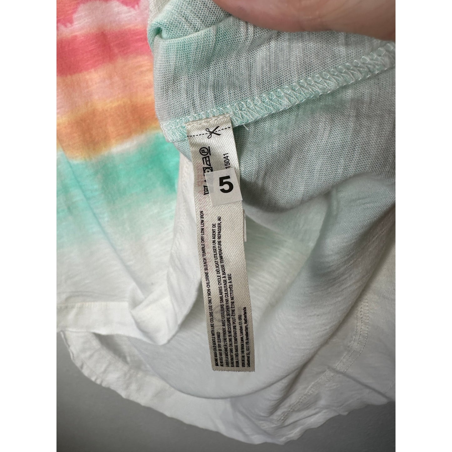 Daily Practice Ivory Peach Teal Striped LA logo High Low Tee XXS