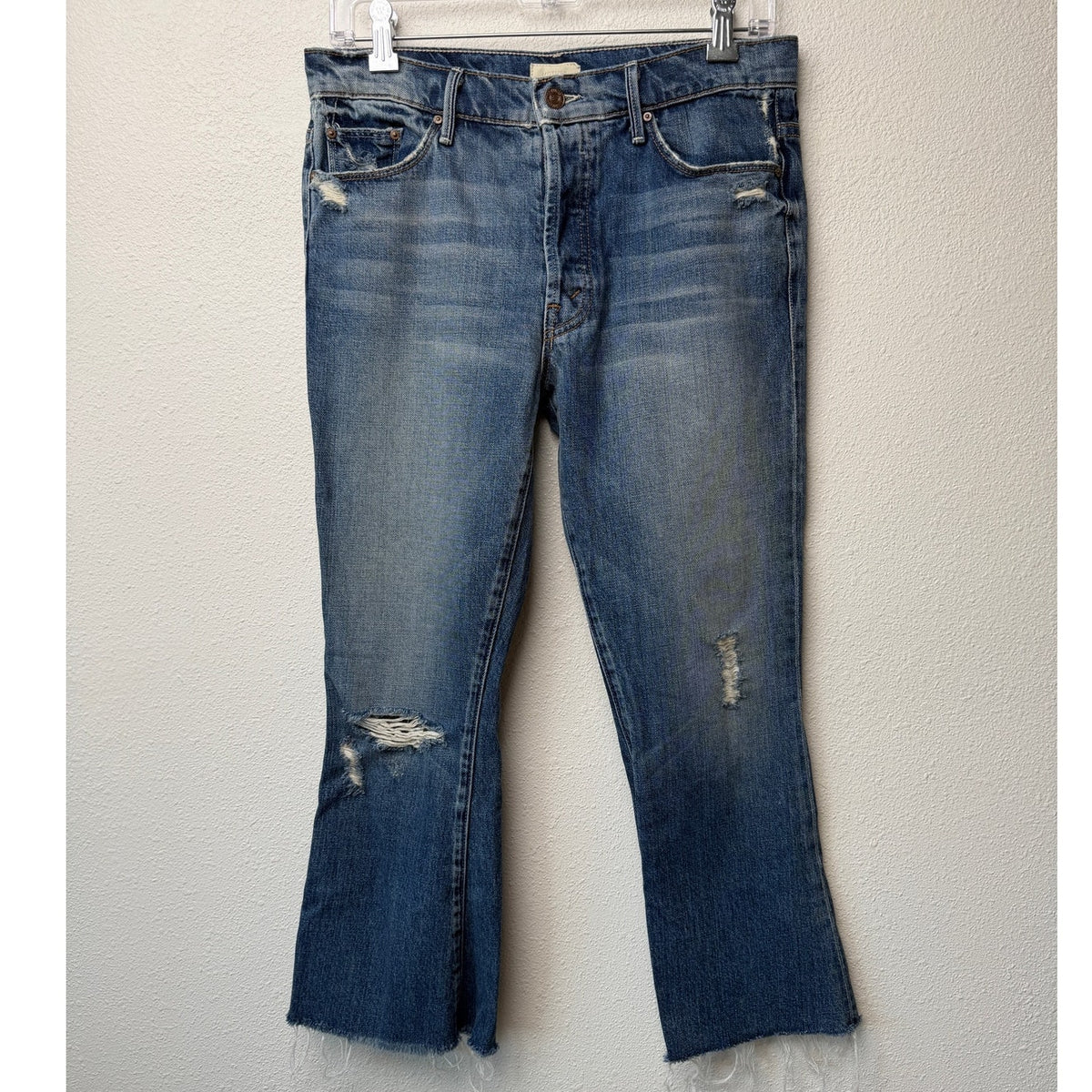 Mother Nomad Crop Fray Jeans Blue Womens 26