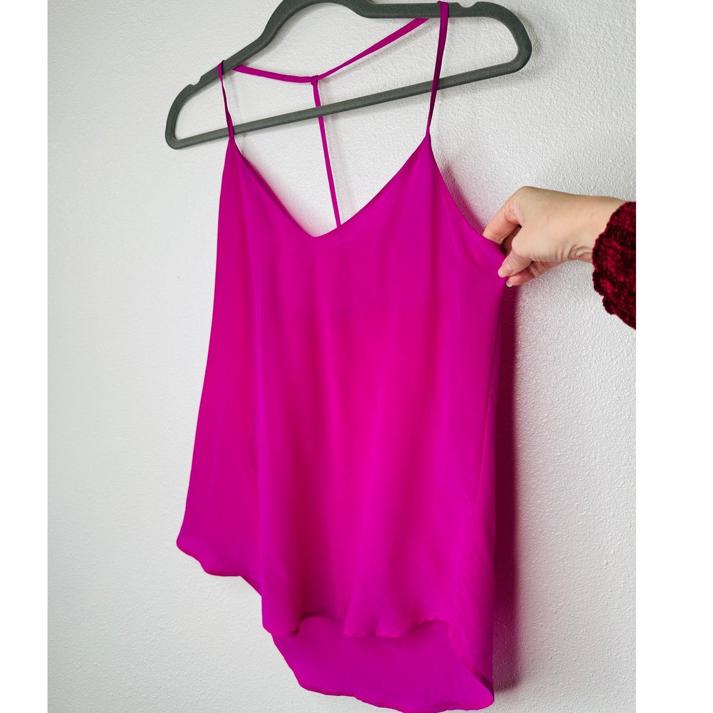 Lavender Brown Pink Fuscia Semi Sheer V-Neck T-Band Cami M
