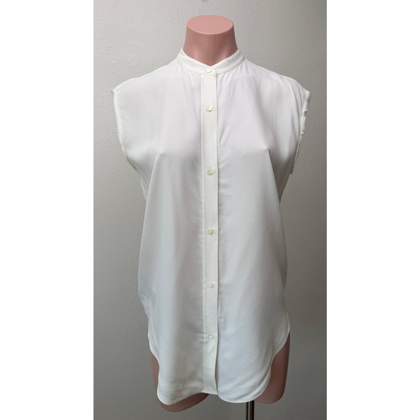 Helmut Lang Ivory Tie Back Sleeveless Blouse US S