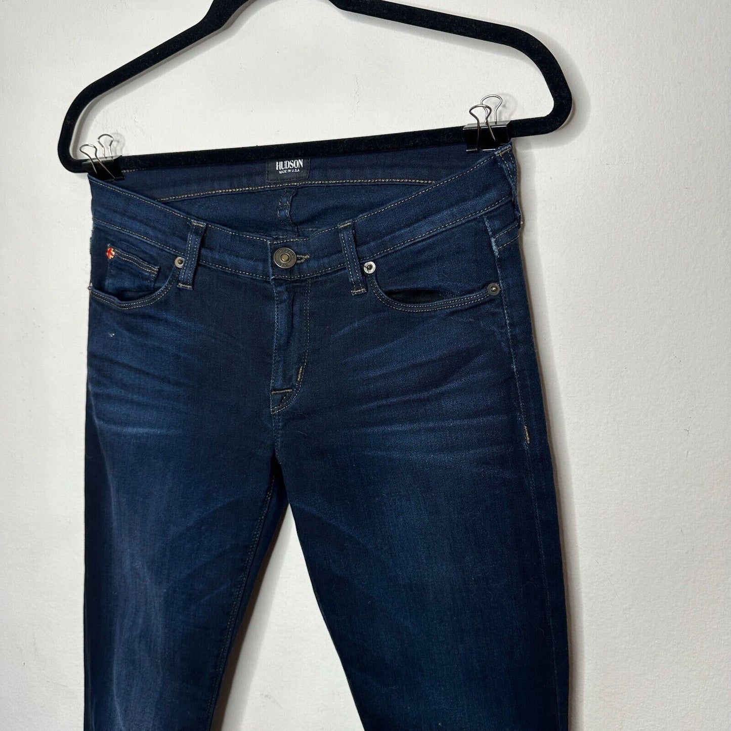 Hudson Dark Wash Angel Flare Low-Rise Slight Whiskering 5 Pocket Denim Jean 26