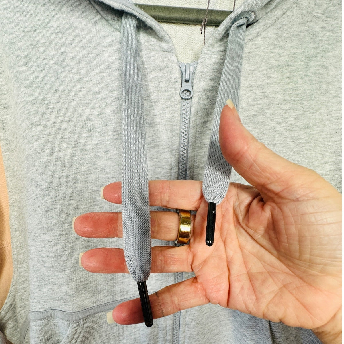 NWOT Stella McCartney x Adidas Heather Gray Peach Hoodie Zip Sweater L