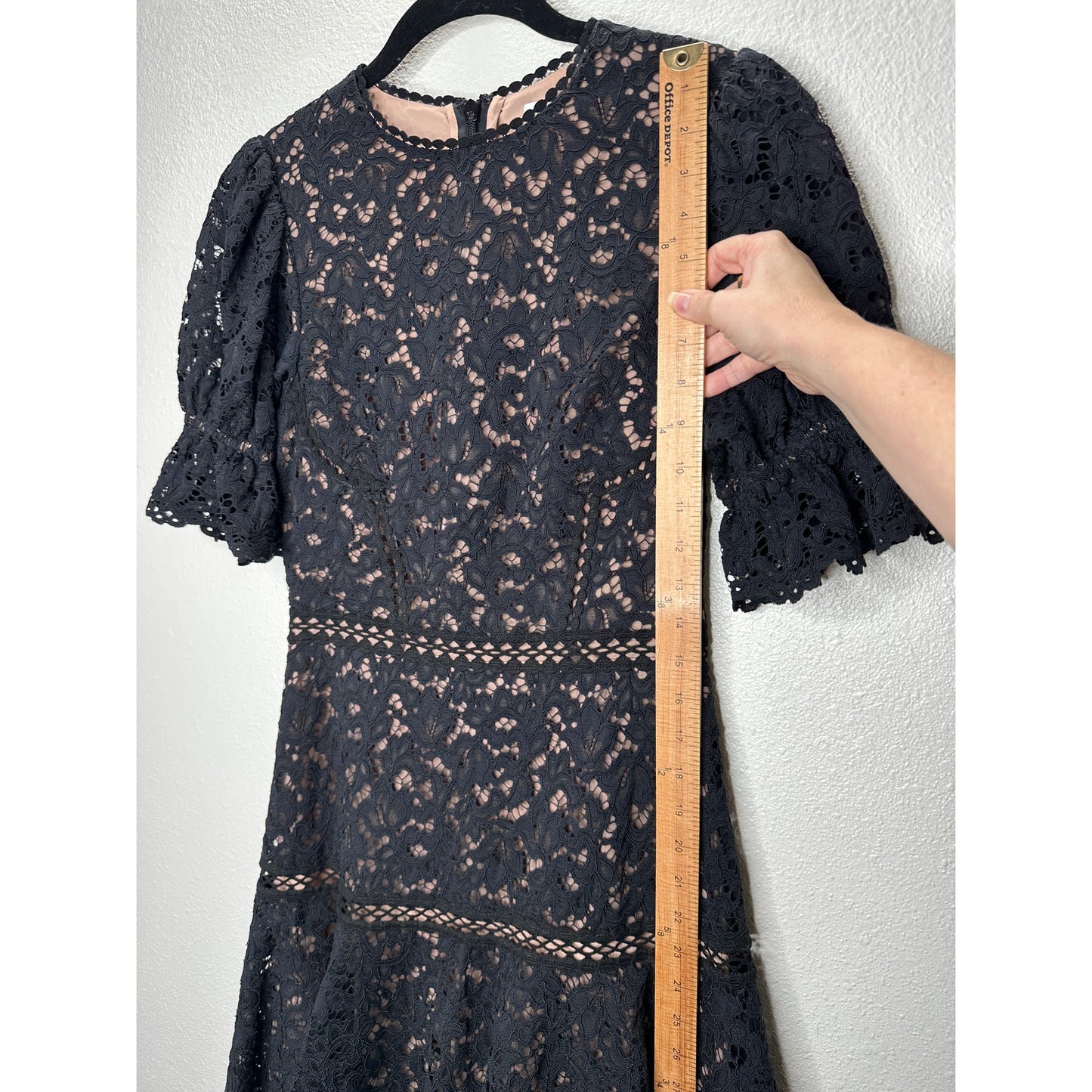 Jonathan Simkhai Black Eyelet Nude Lining Puff Short Sleeve Mini Dress 4