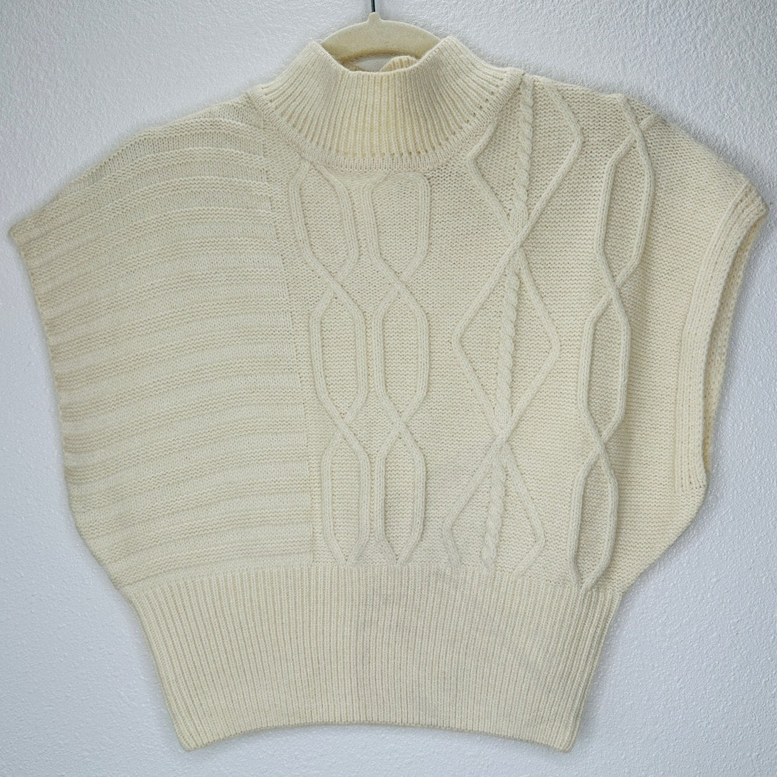 Emory Park Cream Mock Neck Geometric Knit Sweater Vest S