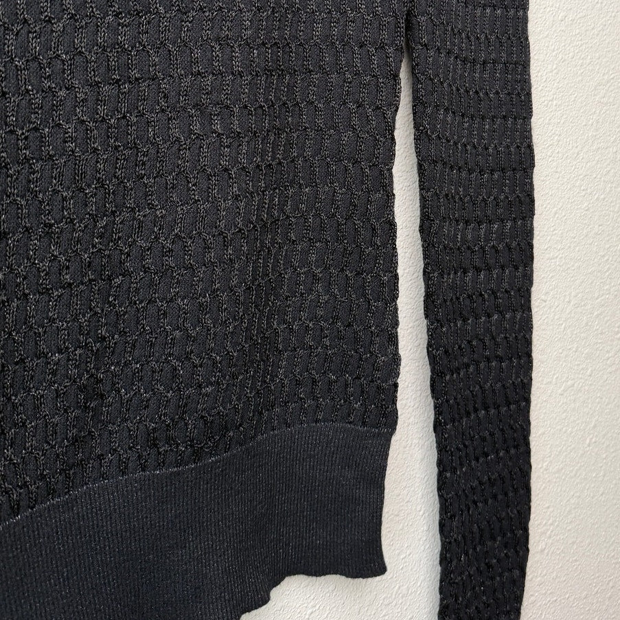 Bebe Black Shimmer Cold Shoulder Knit Sweater Women's Medium