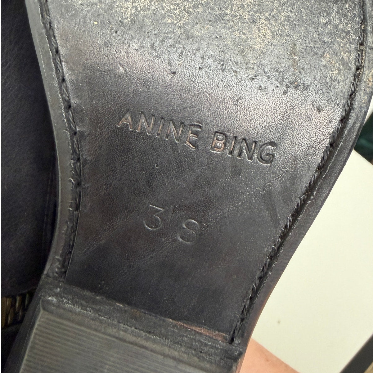 Anine Bing Lou Boot Black Leather Western Ankle Boots Size US 8 EU 38