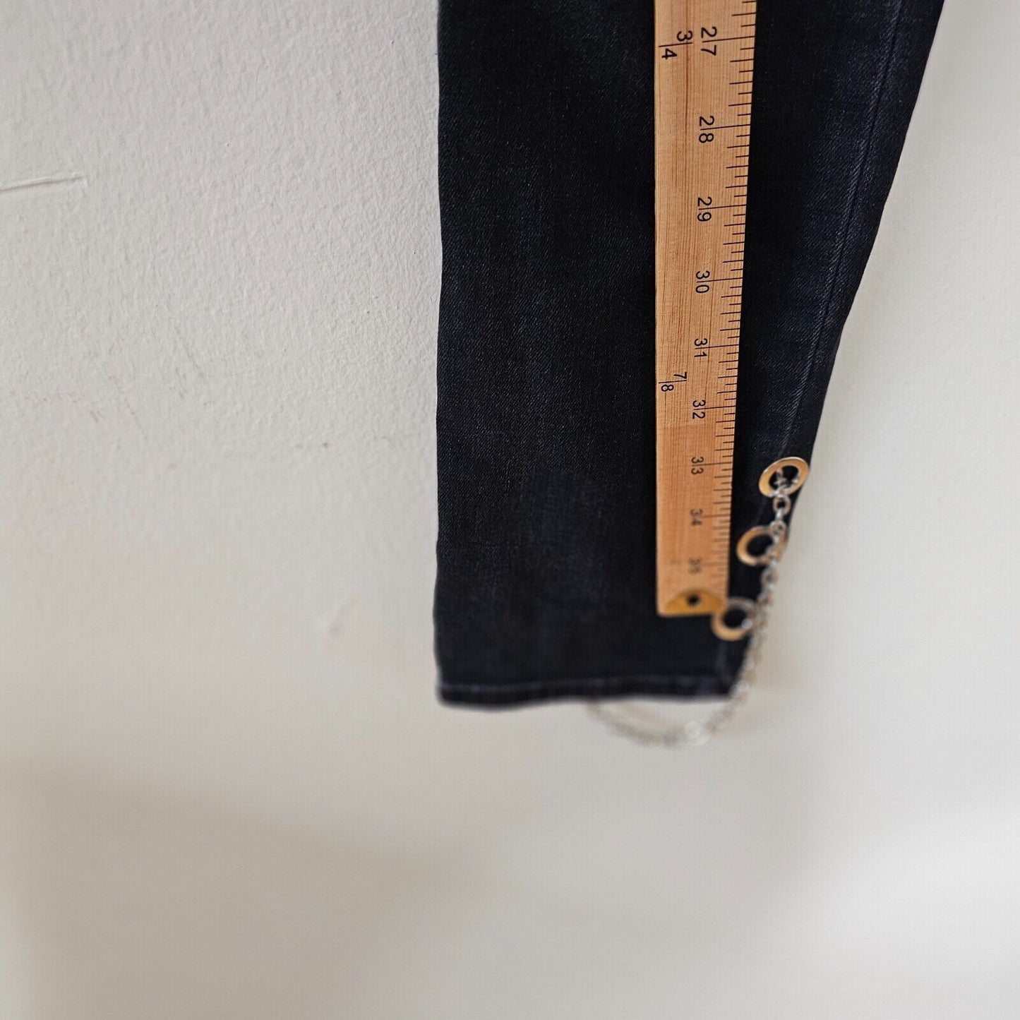 NWOT 3x1 Bijou Ink Black High Waist Adjustable Chain Slim Skinny Jean Size 26