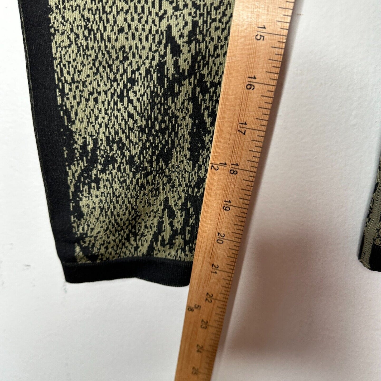 Fabletics Black & Gold Snake Print Ankle Leggings Wide Black Waistband S