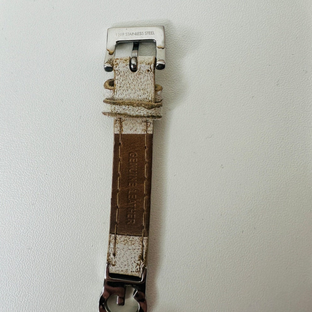 Dolce & Gabbana Ladies Silver Flock Diamante Quartz Watch White Band