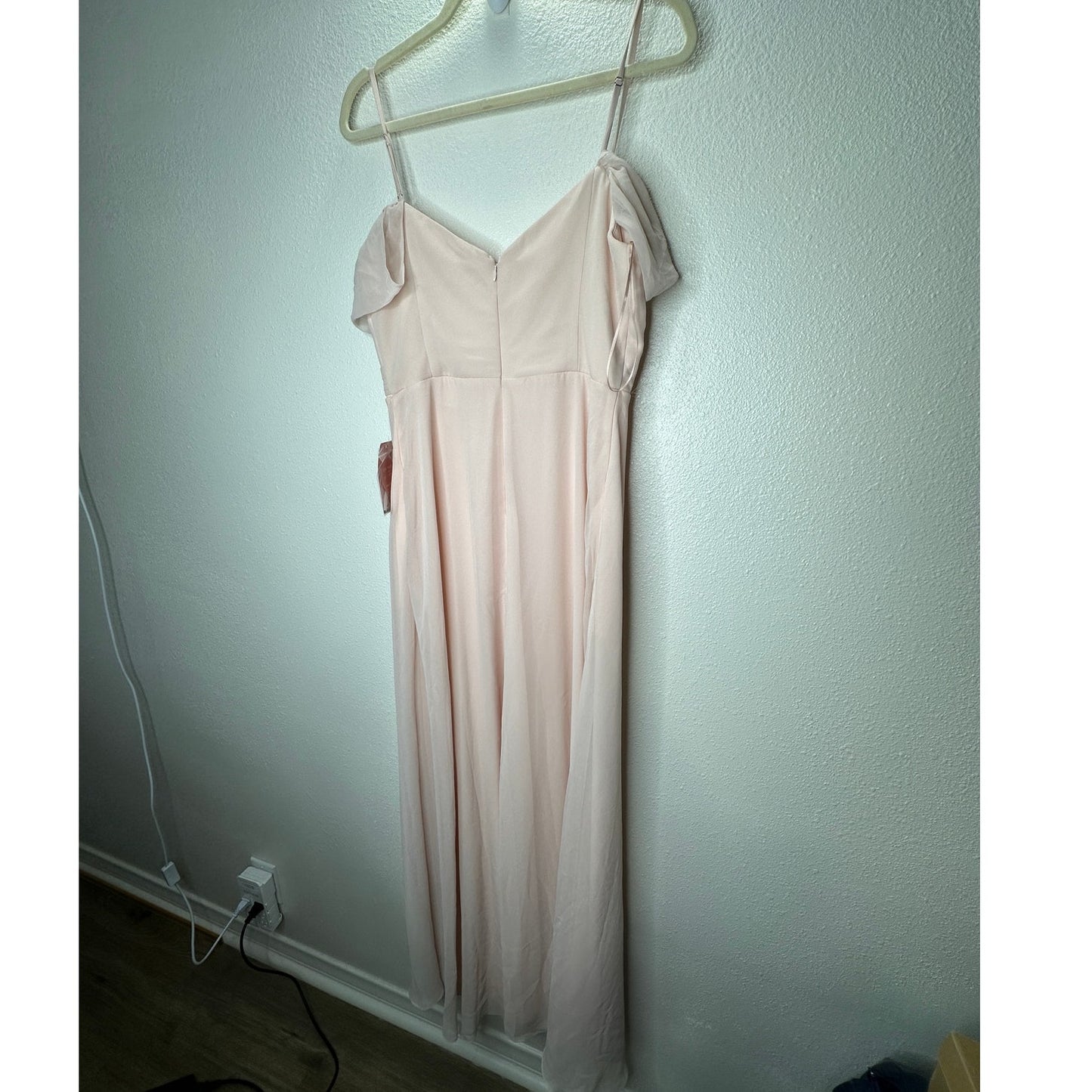 NWT Birdy Grey Pale Blush Spence Chiffon Convertible Maxi Dress M