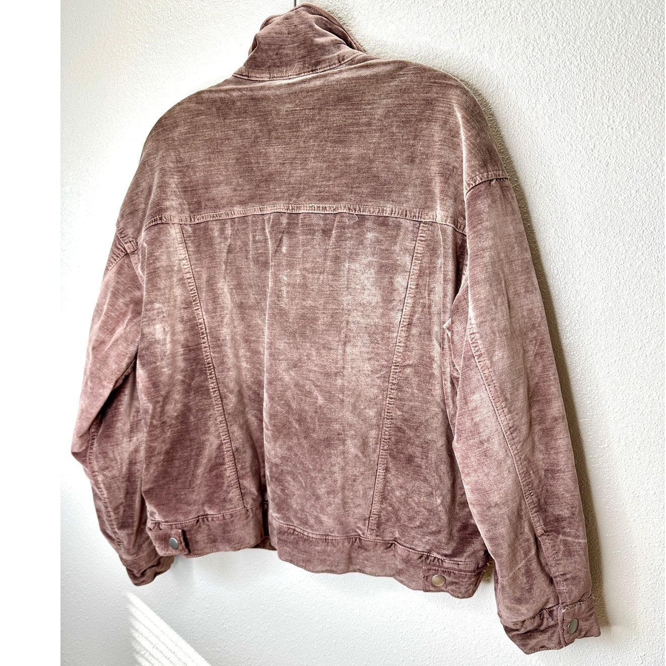 Free People Mauve Velvet Front Zip Trucker Bomber Jacket XS / S