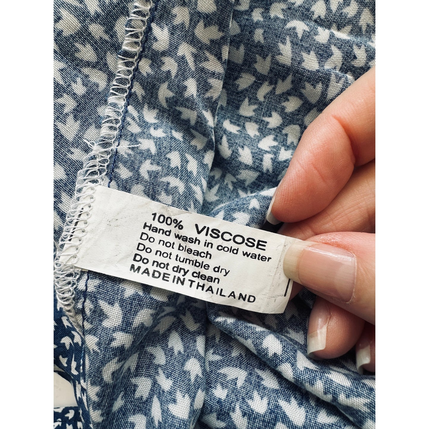 Blue & White Leaf Print Design Wrap Mini Skirt with Ruffle S