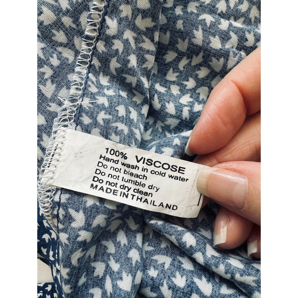 Blue & White Leaf Print Design Wrap Mini Skirt with Ruffle S