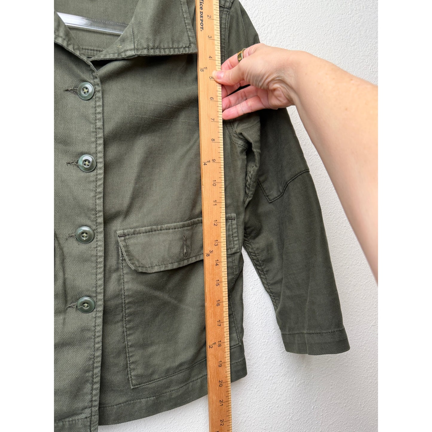 The Great Olive Green Cropped Utility Jacket Oversized US 0