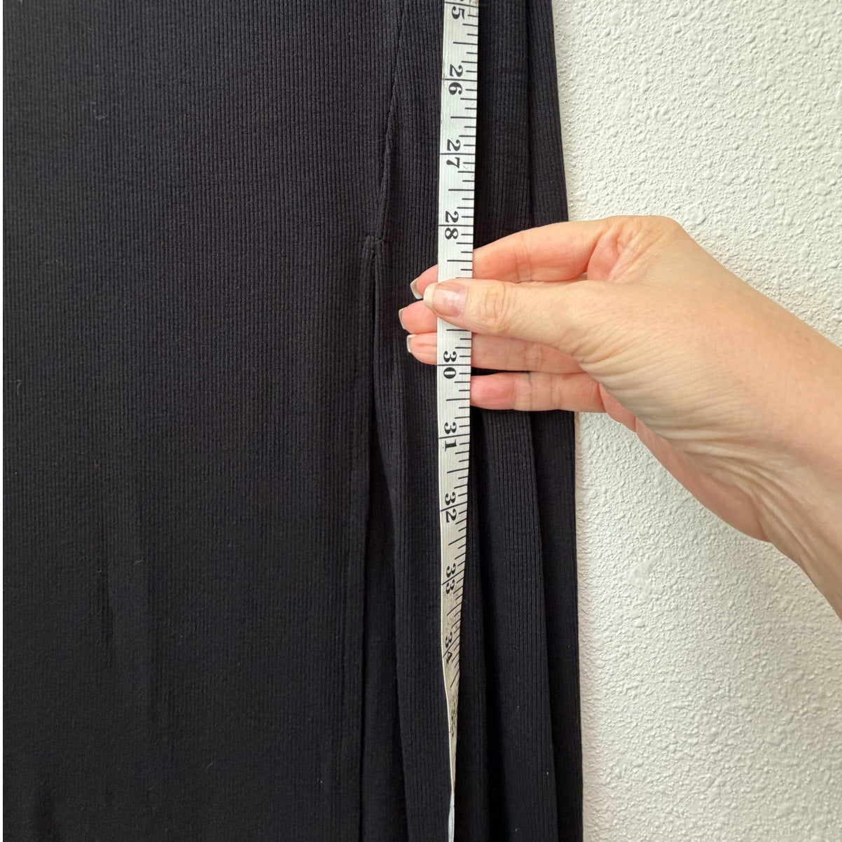 NWT Commense Black Ribbed Side Slit Midi Dress XL