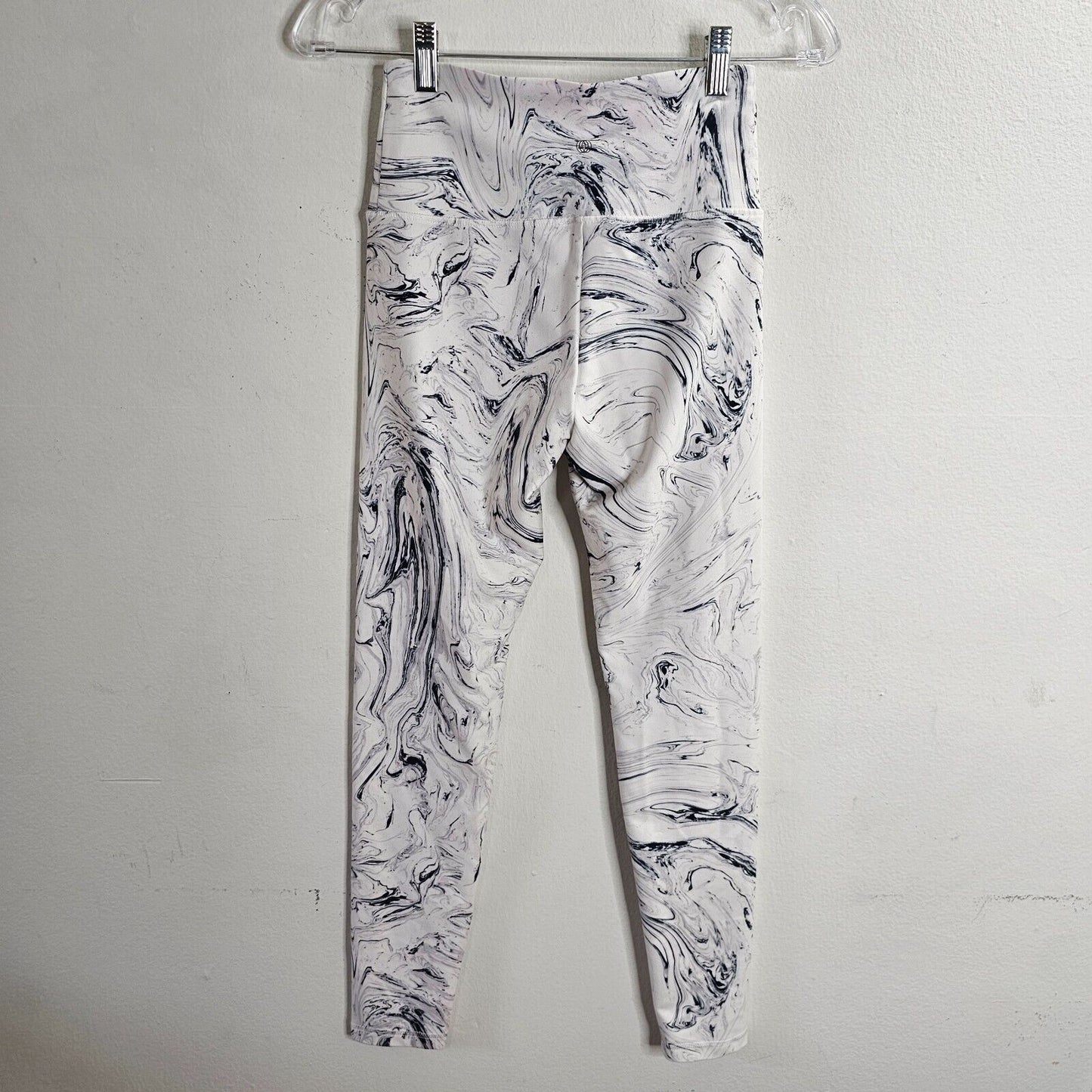 Balance Collection White Blue Marble Tie Dye High Rise Yoga Pant Leggings Small