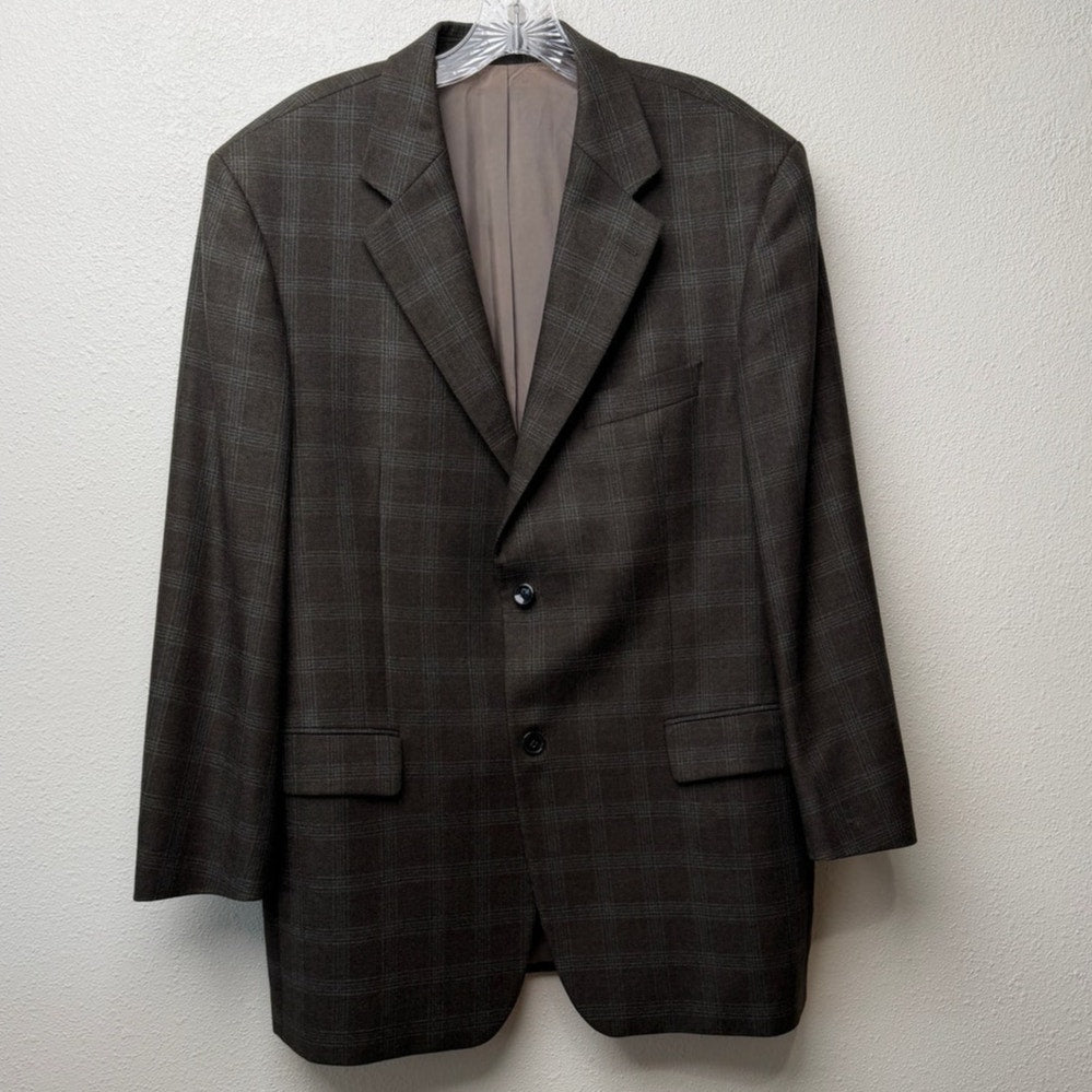 Hugo Boss Men’s 42R Brown Plaid Blazer Sport Coat Jacket