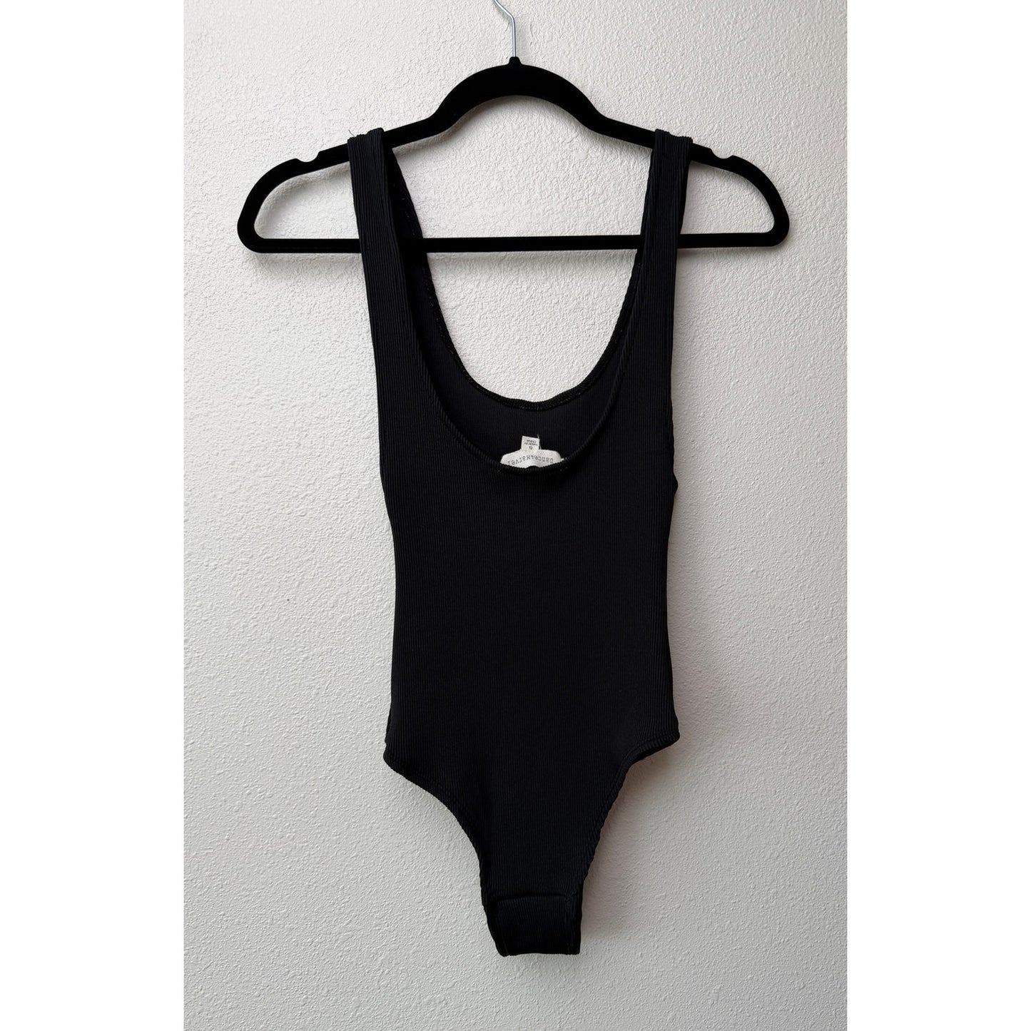 Dance & Marvel Black Ribbed Scoop Back Bodysuit S