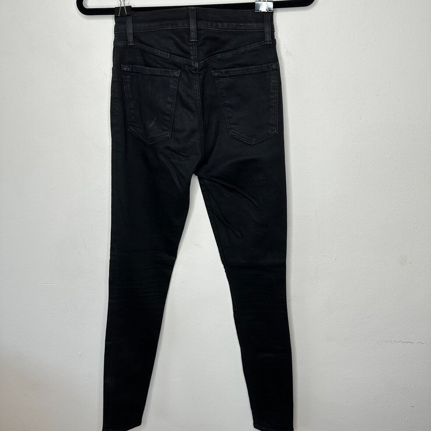 J Brand Steph Shep Charcoal Black High-Rise Laced Up Skinny Jean Vendetta 25