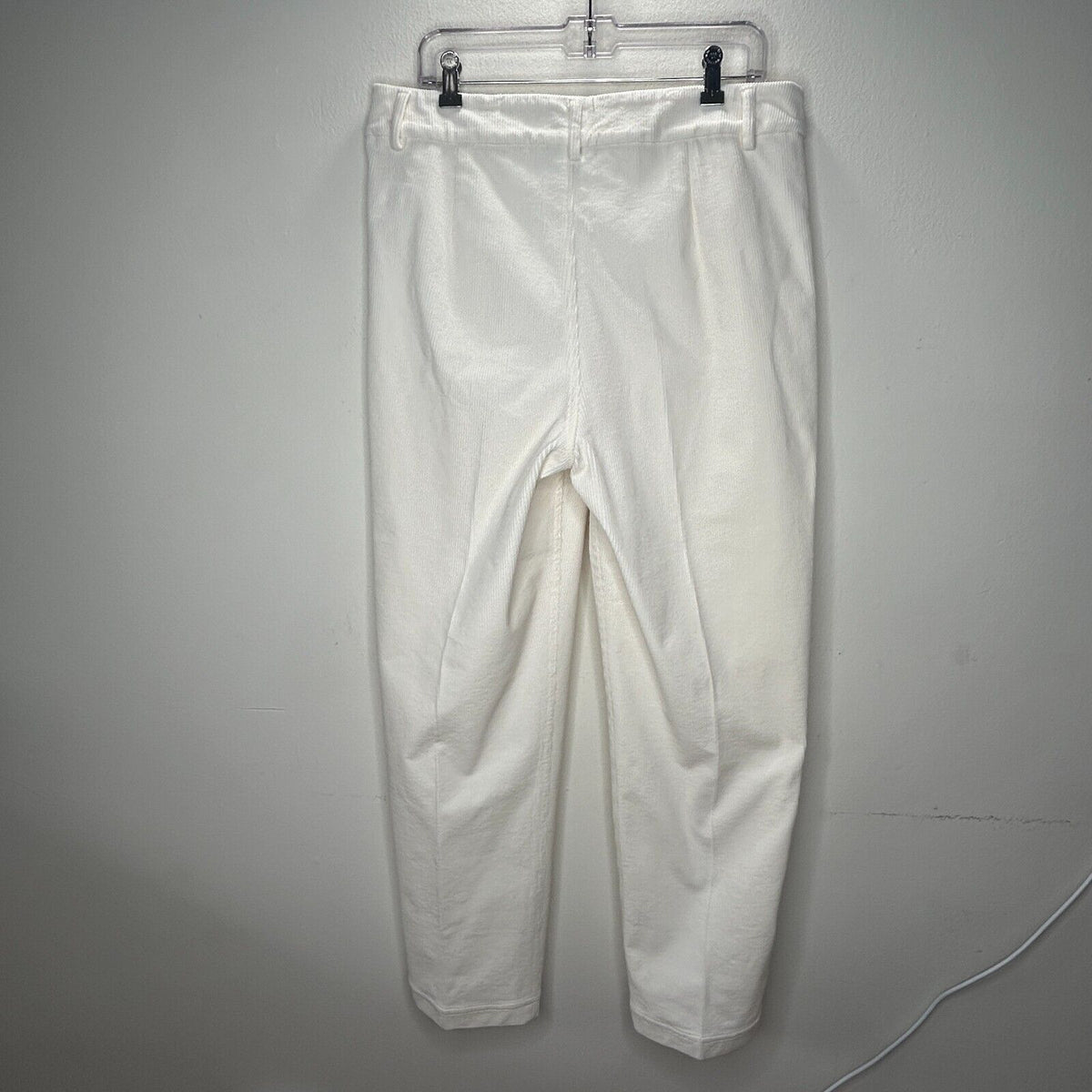 Ganni Cream Pleated Front Crease High Waist Corduroy Zip Trouser Pants 42