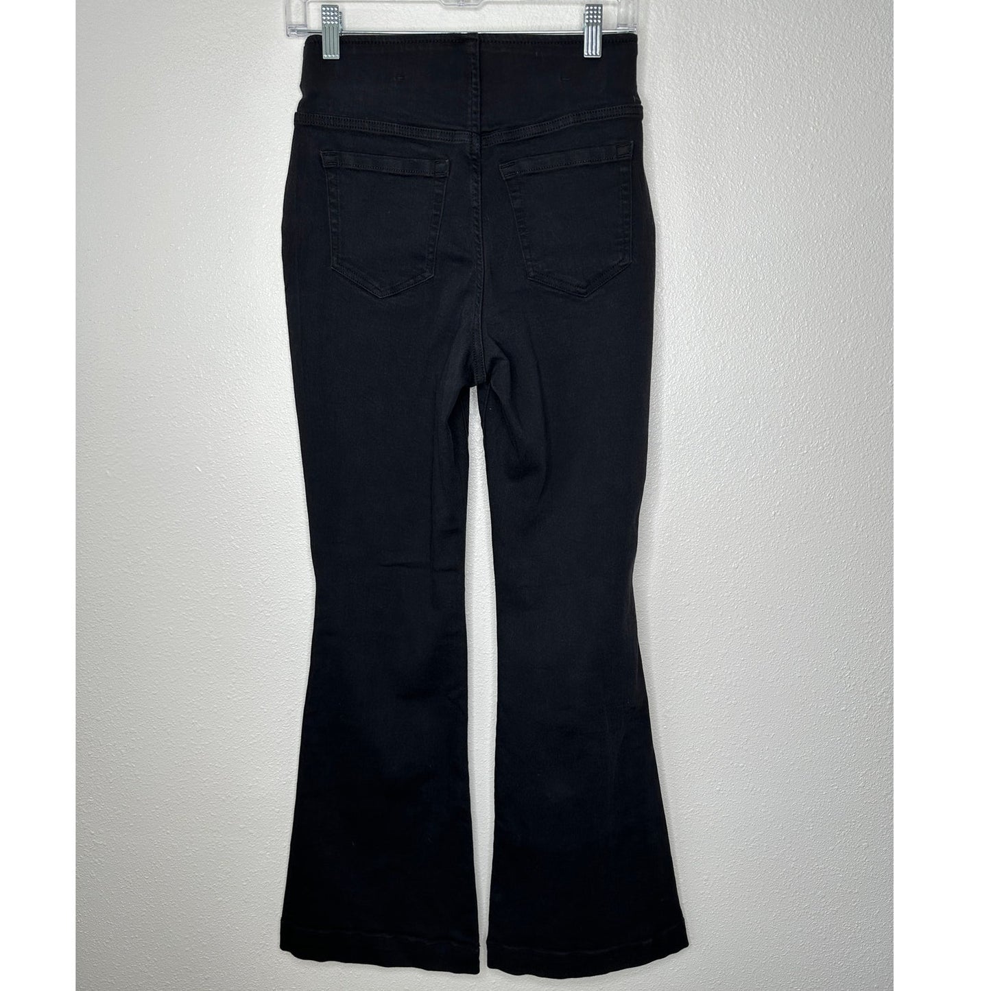 I.N.C. Black Pull On Sailor Button High Rise Back Pockets Flare Jeans 6