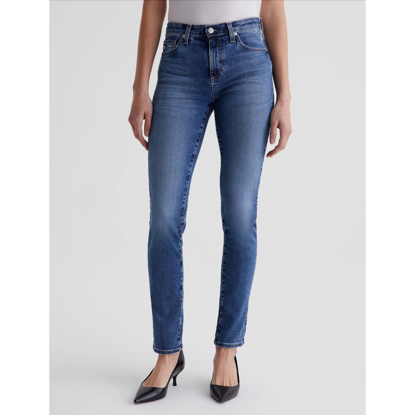 AG Adriano Medium Wash Whiskered Prima Cigarette Leg Jeans 30