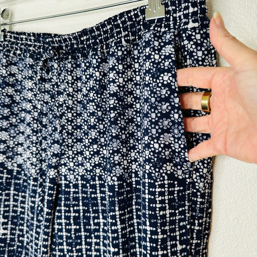 Tavik Womens Navy Ivory Polka Dot Cinch Tie Waist Banded Jogger Pant S