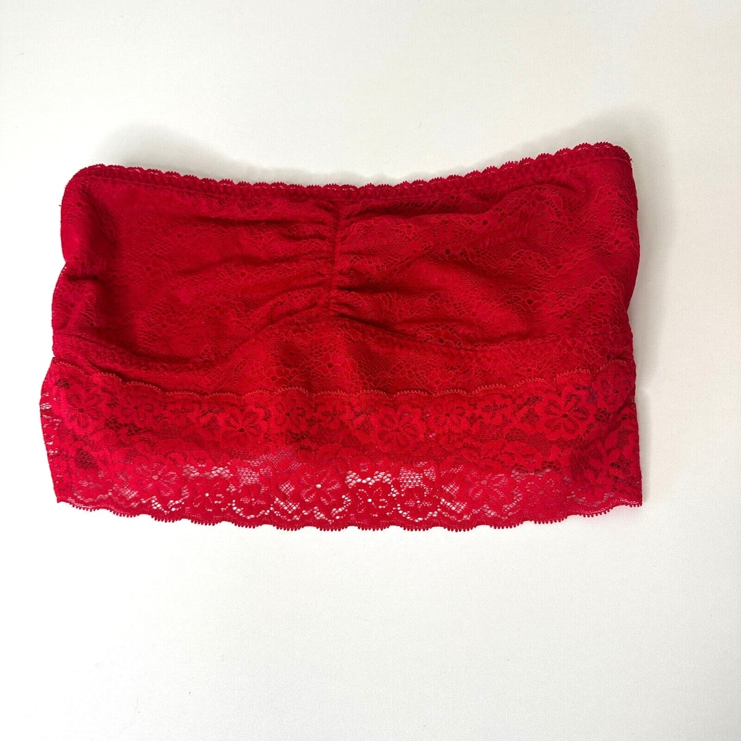 Gilly Hicks Bright Red Lace Design Stretch Relaxed Bandeau Top Large