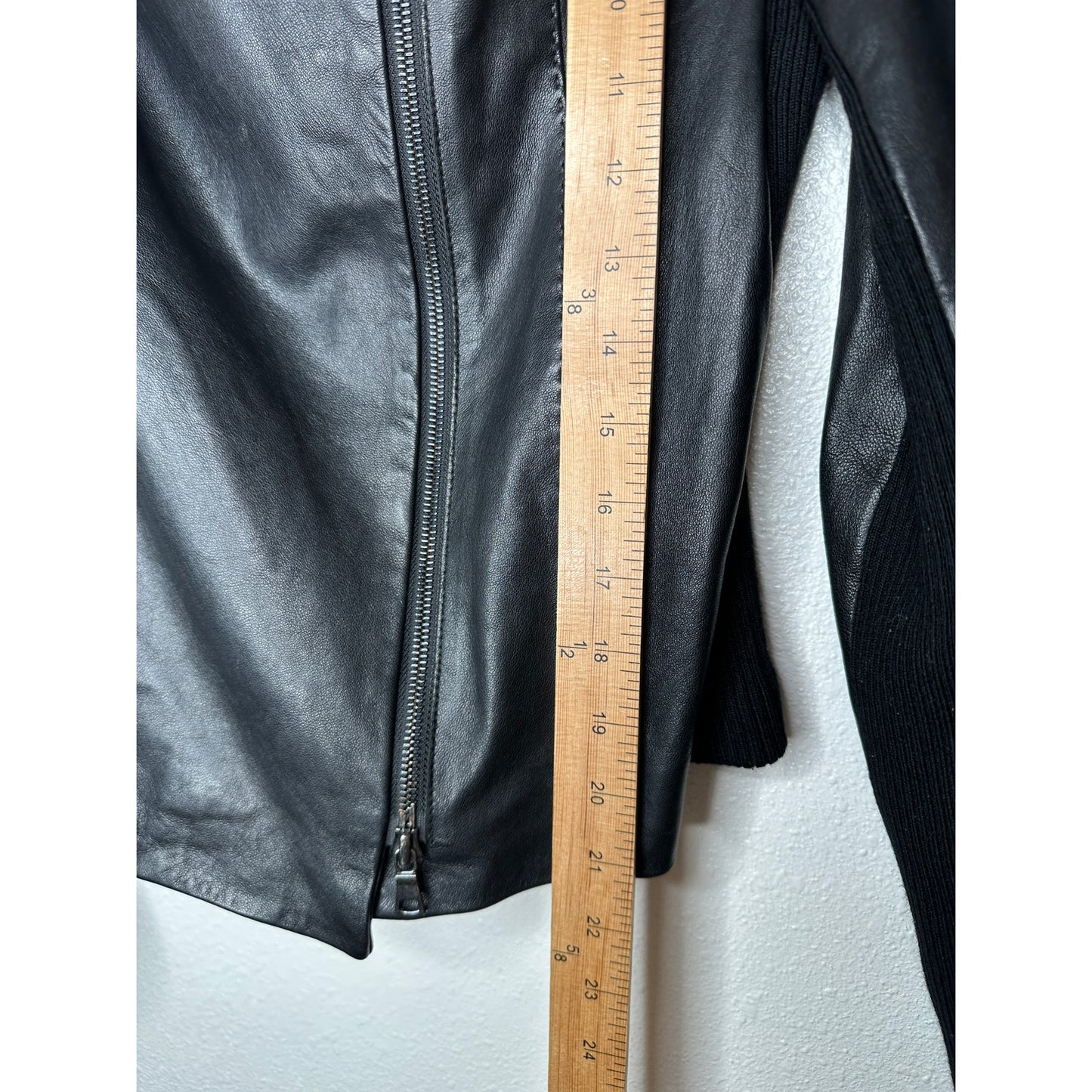 Vince Black Soft Lamb Leather Scuba Moto Jacket Asymmetrical Zip  S