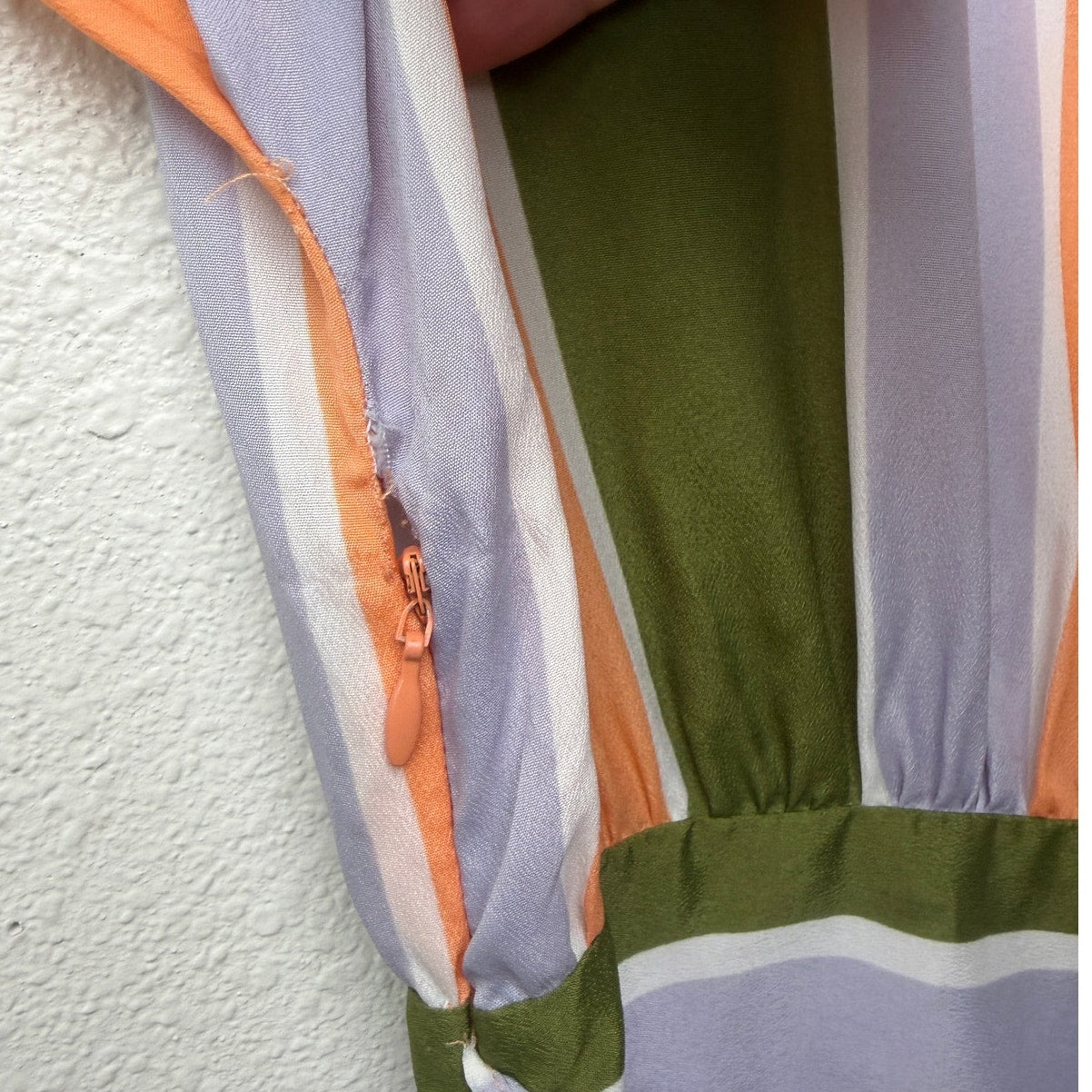 Bar III Front Row Striped Belted Fit & Flare Dress Peach Green Lilac Sz S