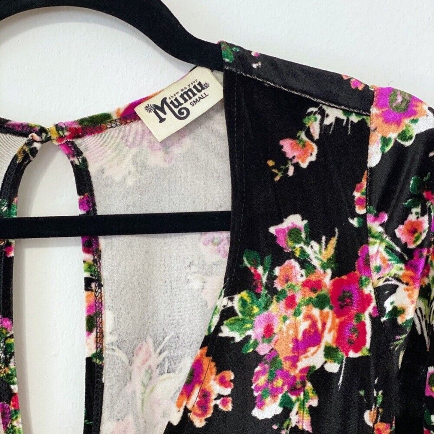 Show Me Your Mumu Kelsey Black Velvet Floral Romper Jumper Keyhole Back Small
