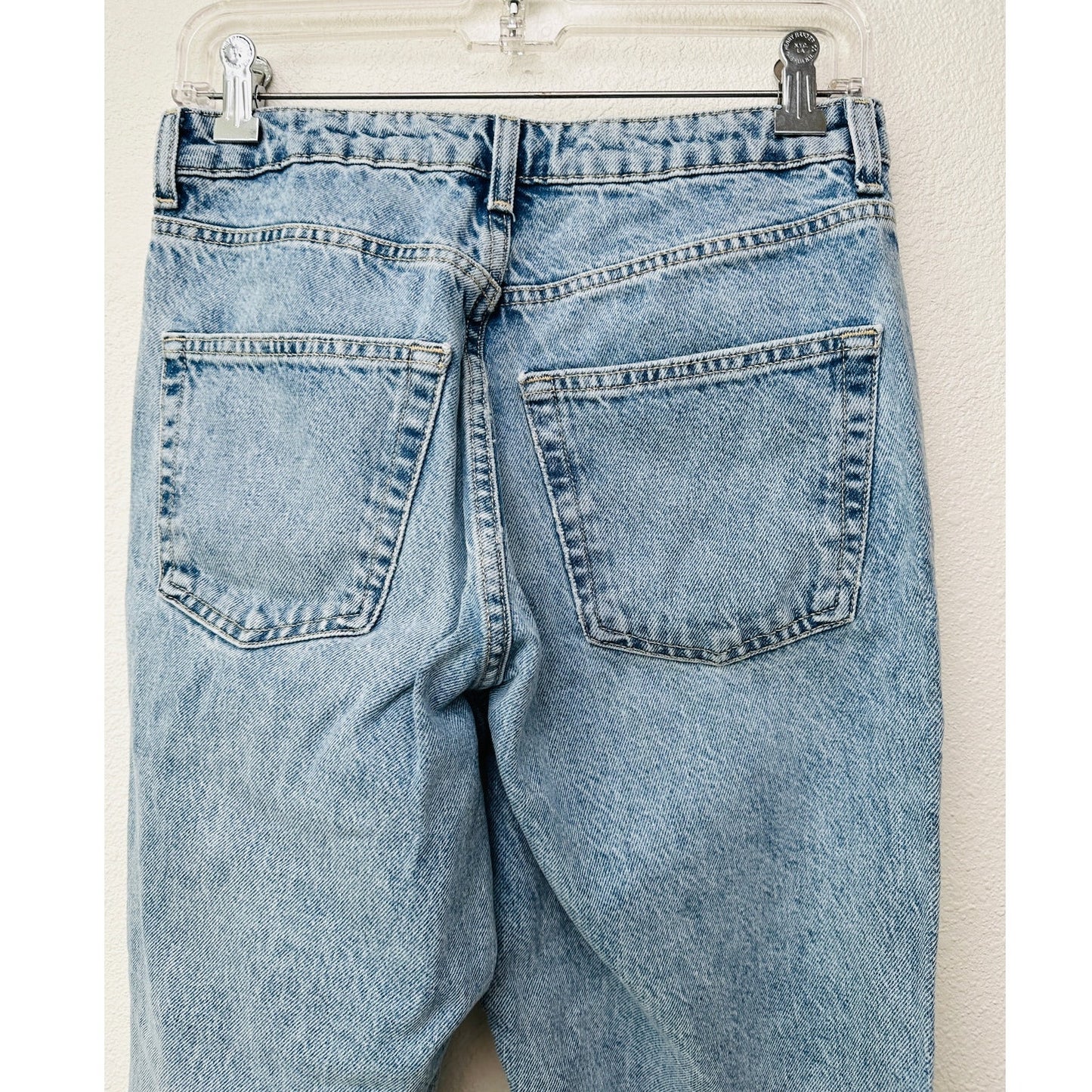 Topshop High-Waist Mom Jeans Blue Women’s W28 L30 Distressed Ripped