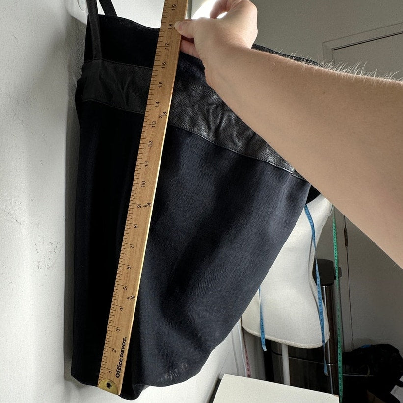 Large Black Canvas & Patent Leather Tote Bag Backpack