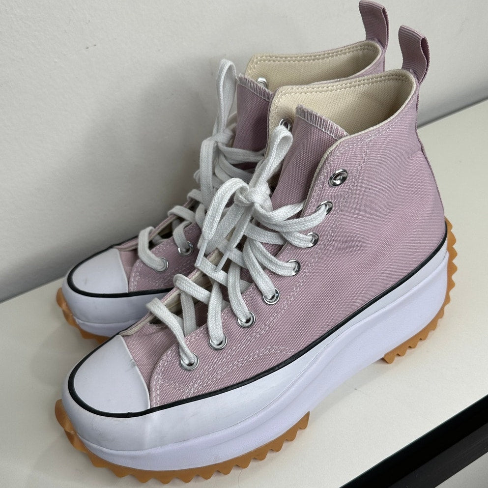 Converse Run Star Hike High Top Platform Sneaker Pink & White W 9 / M 7