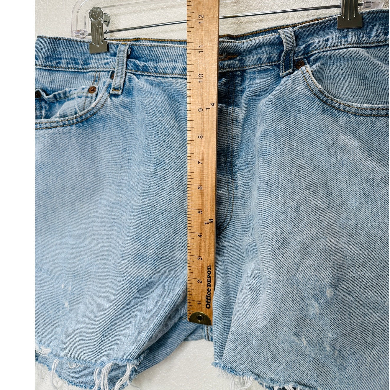 Levis 501 Light Blue Wash Button Fly Cutoff Refurbished Jean Shorts 36