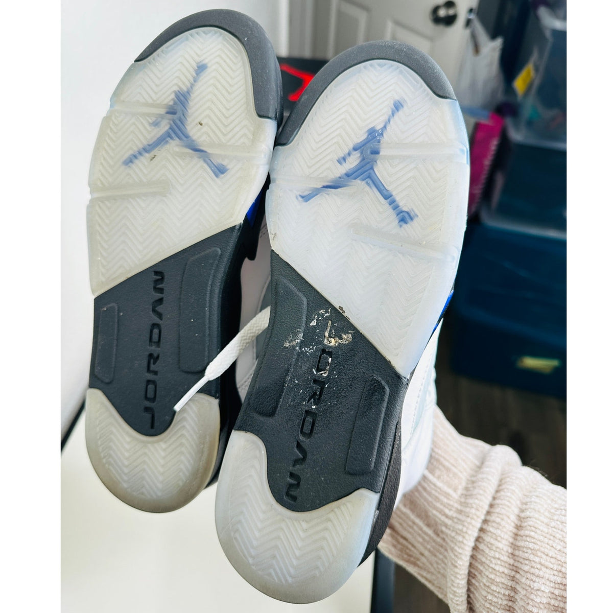 Nike Air Jordan 5 Retro (GS) White Dark Concord Black Sneaker Shoe 6.5