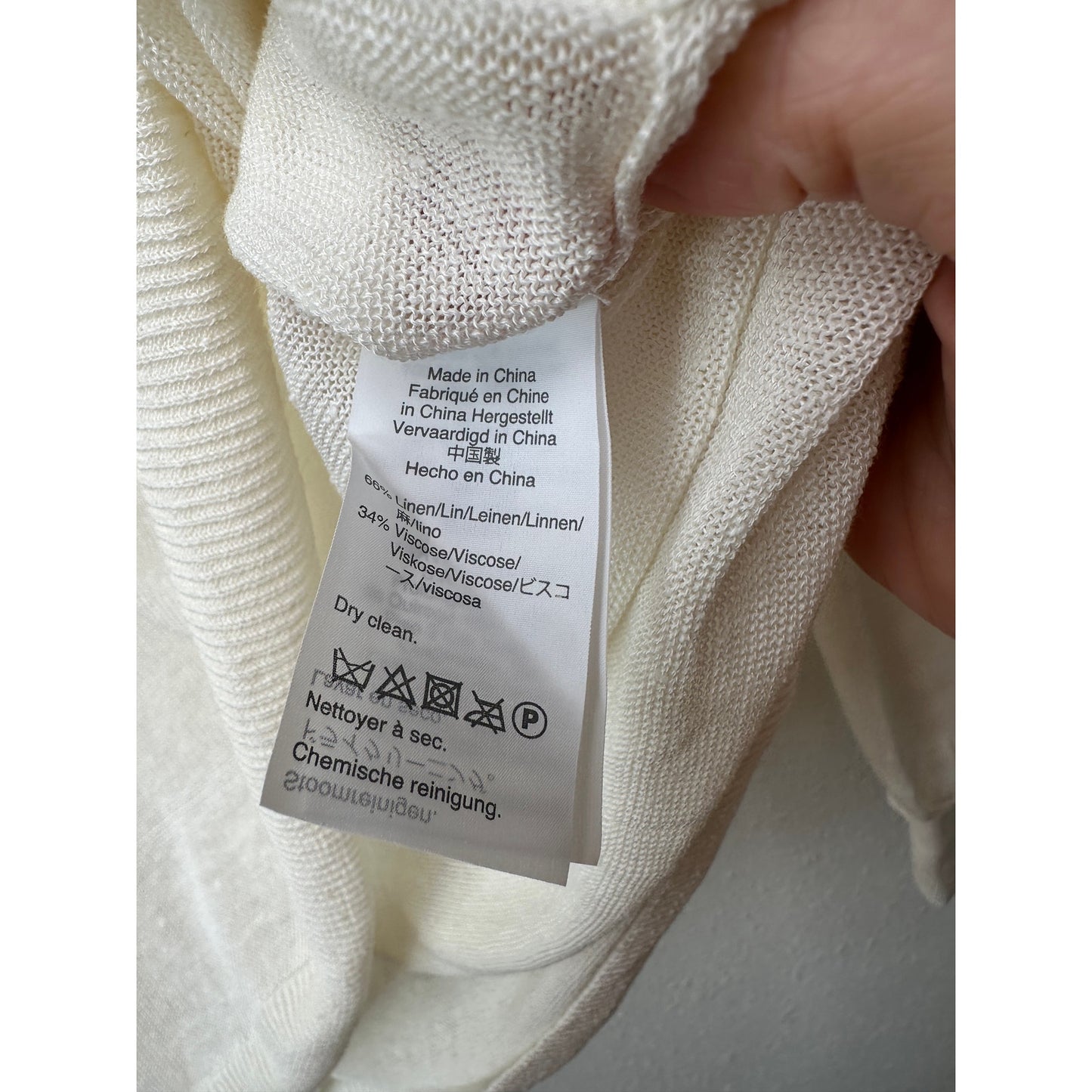 NWT J Crew Linen Blend V-Neck Sweater Ivory Women's US L