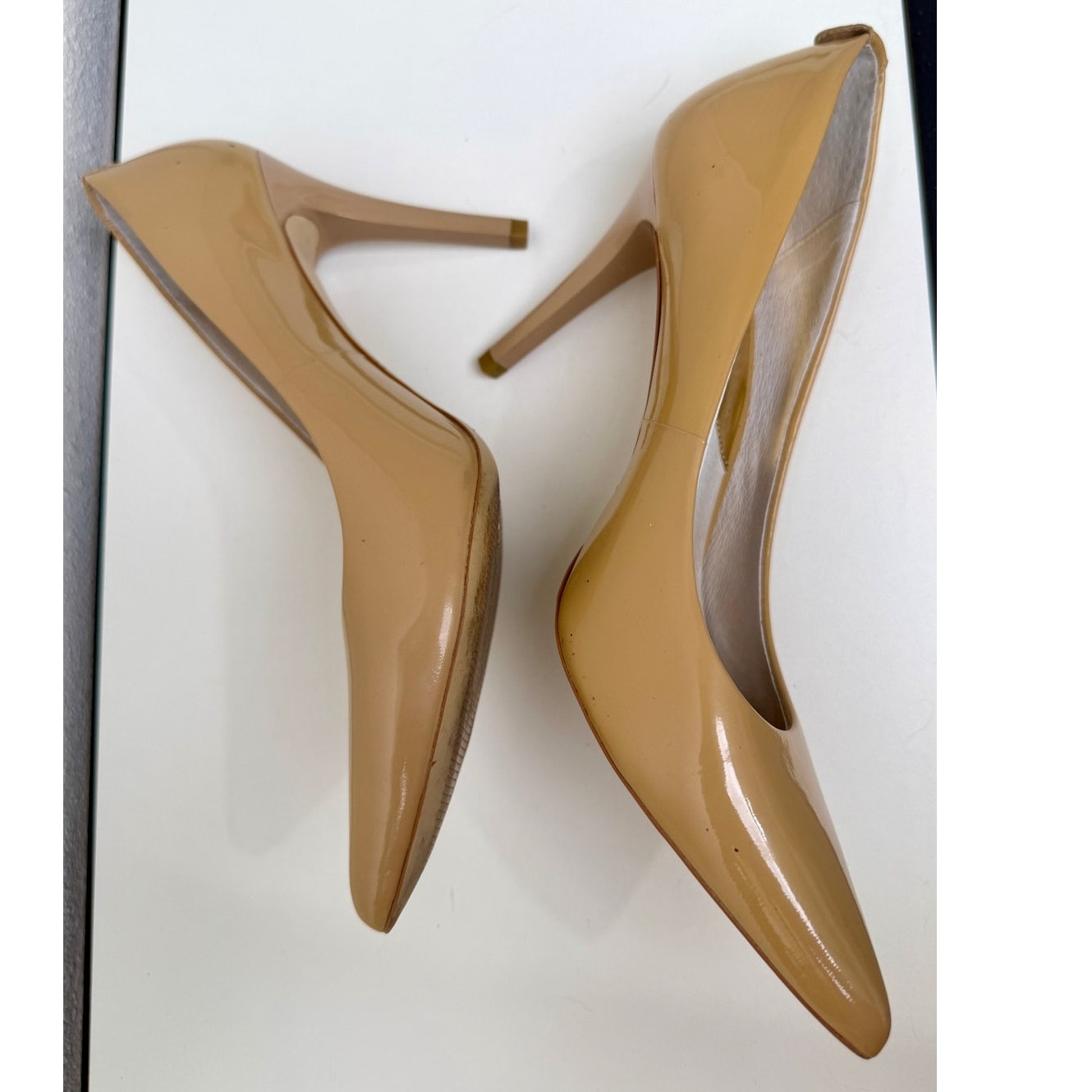 Michael Kors Alina Flex Faux Patent Pumps Tan Womens 8M