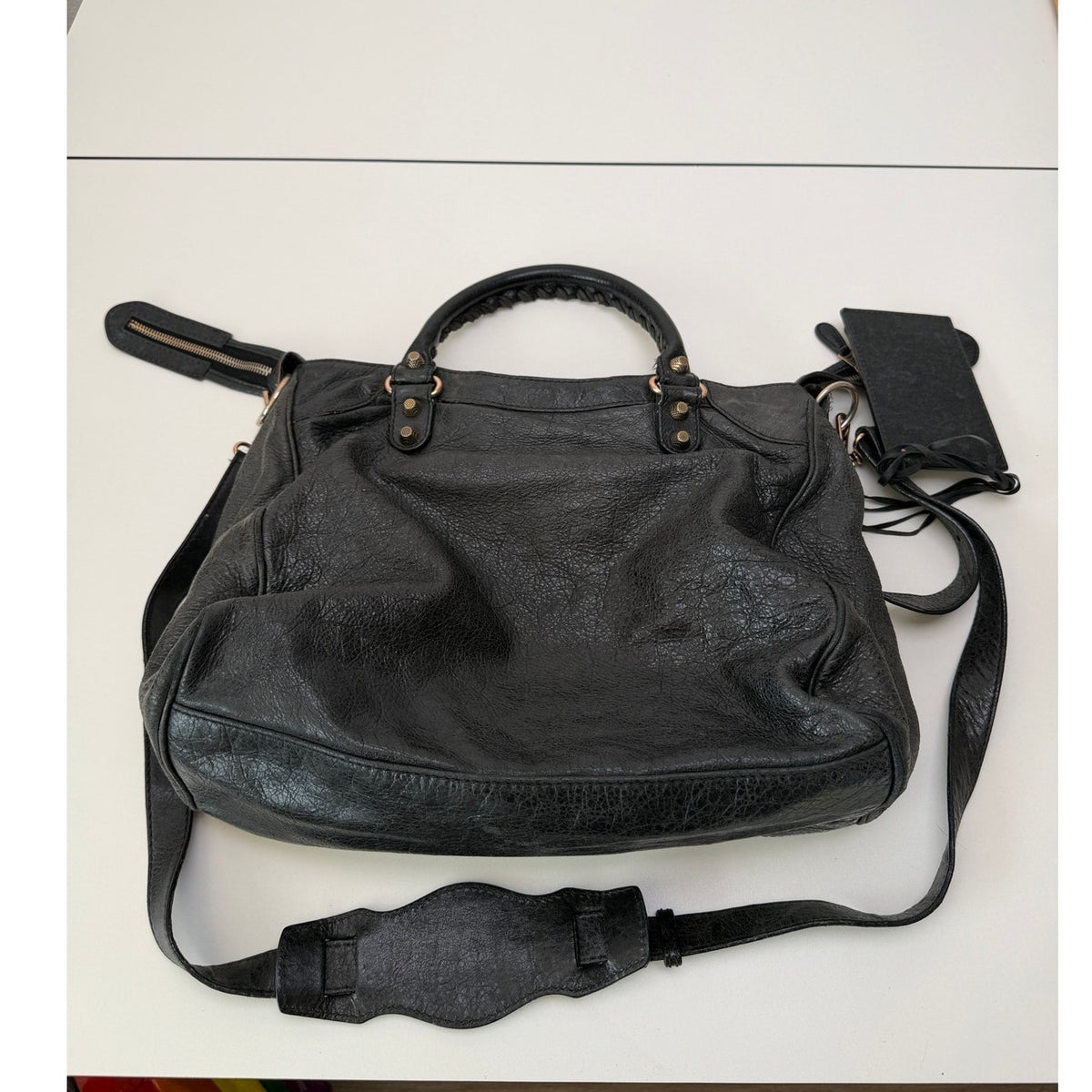 Balenciaga Black Studded Motorcycle Satchel Women's