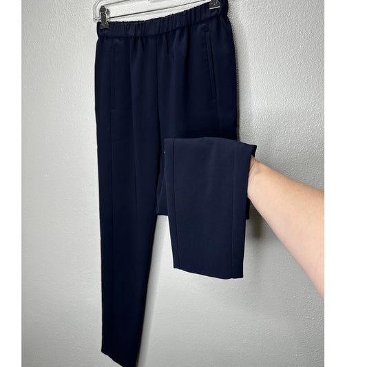 Theory Thorene Black Crepe Pocketed Pull On Slacks P XS