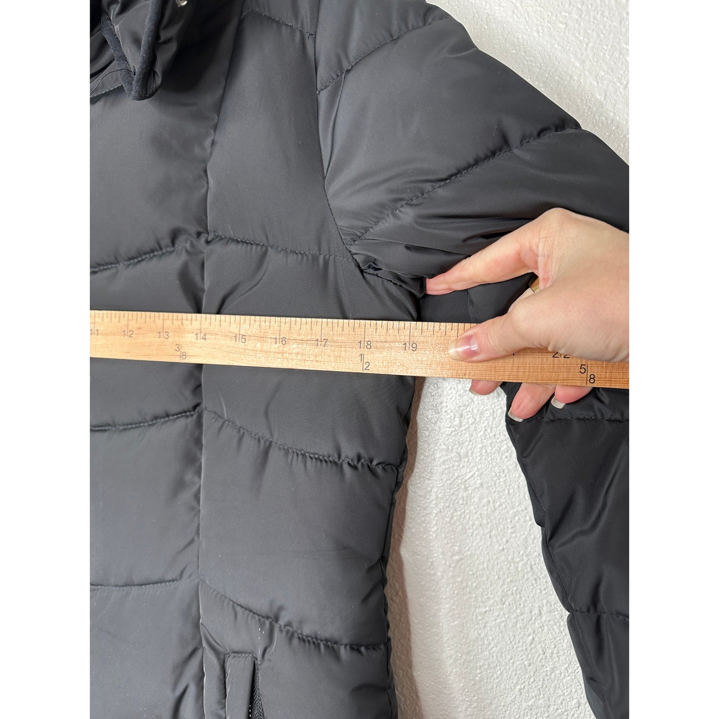 Guess Black Long Line Front Zip Hooded Puffer Jacket S