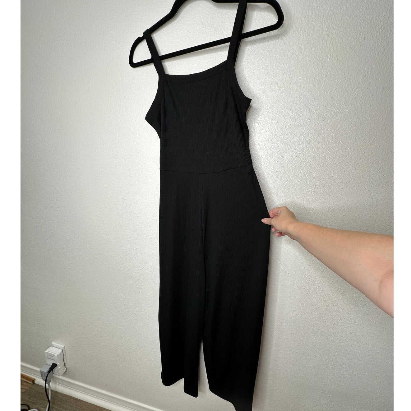 NWT Cotton On The Valerie Strappy Black Wide Leg Ribbed Jumpsuit S