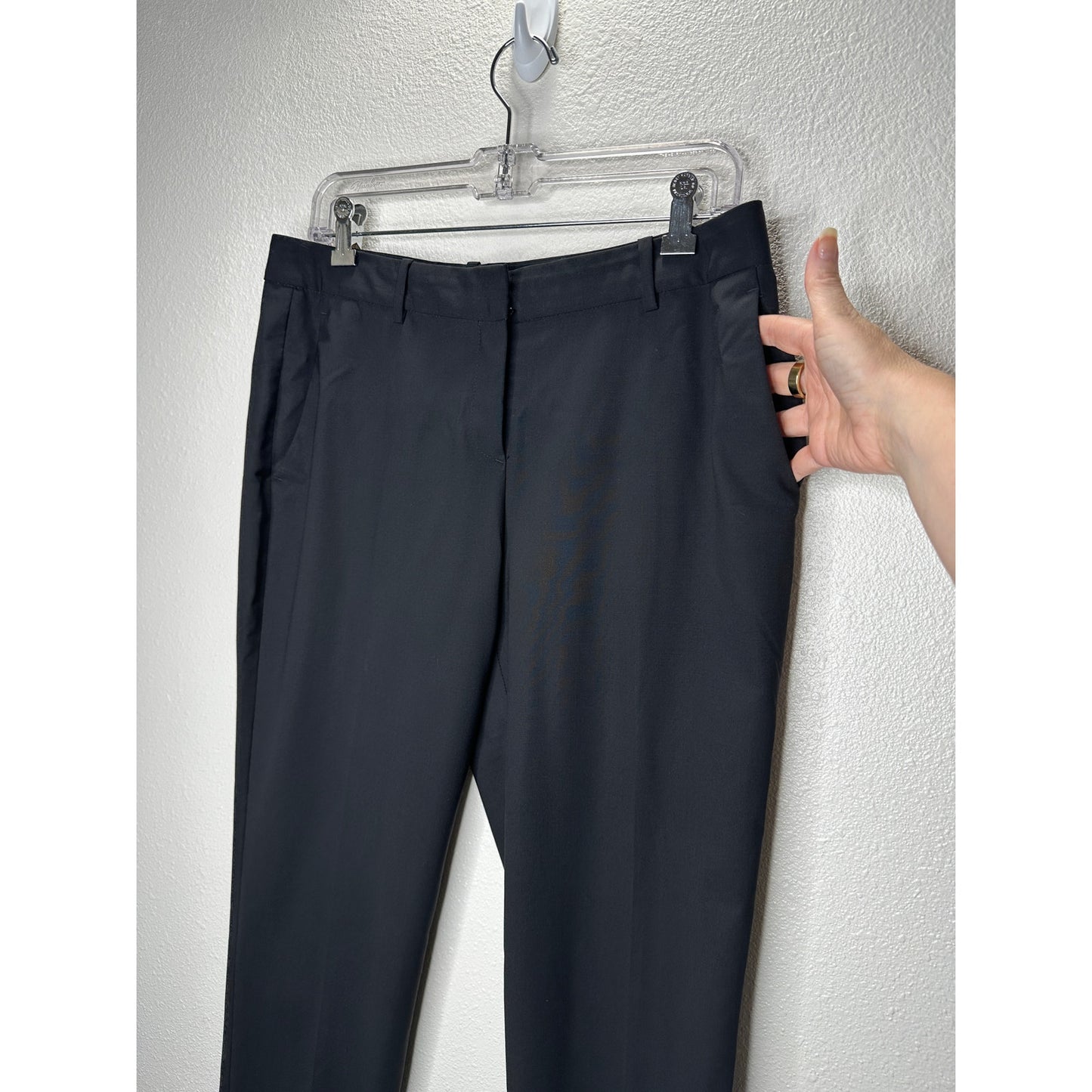 Theory Black Testra 2B Straight Leg Wool Blend Trouser Pants 8